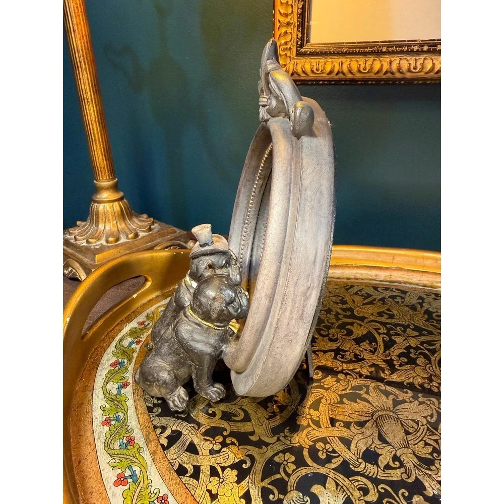 Vintage Victorian Bulldog‎ Couple Tabletop Mirror